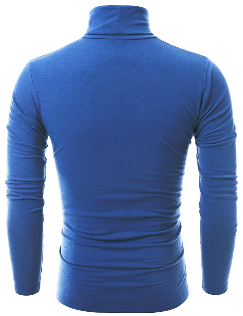 Ohoo Men's Fleece Turtleneck Sweater Slim Fit Lightweight Pullover / DCT001-BLUE-S - Image 3
